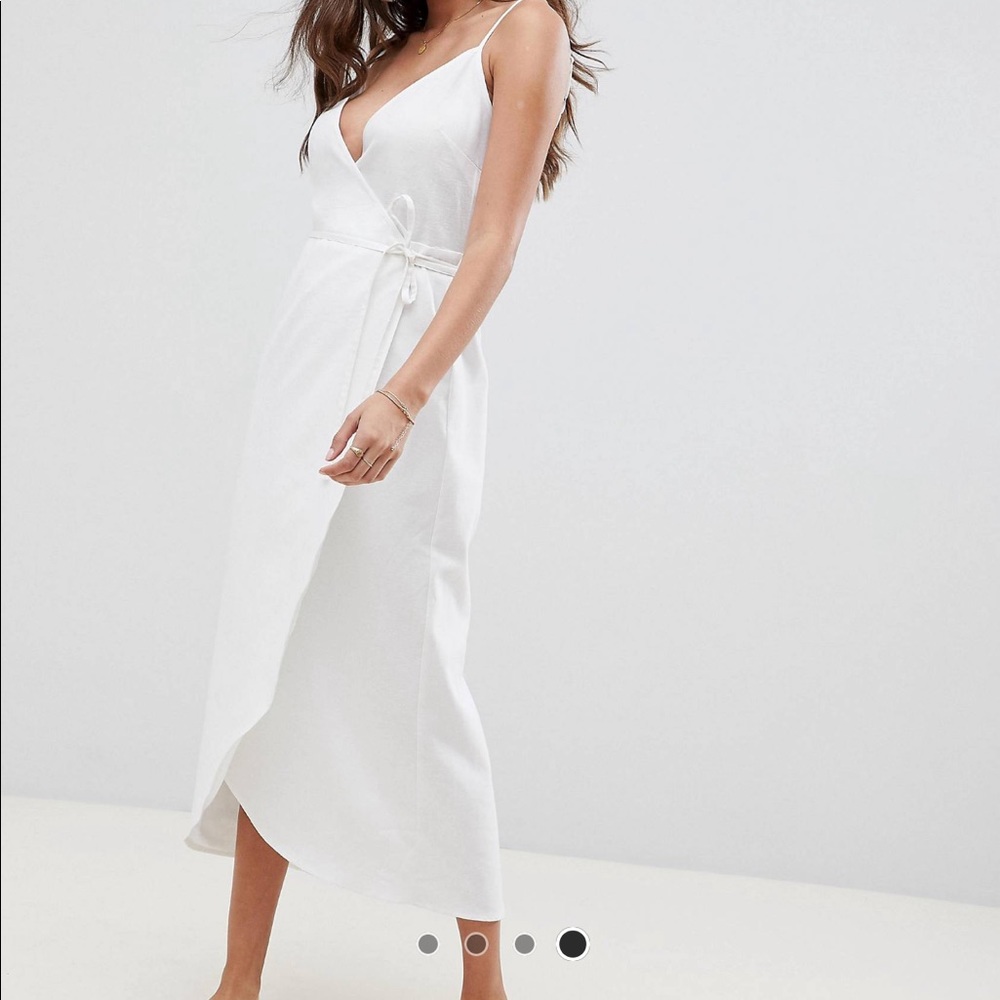 NWOT Cami Wrap Linen Maxi Slip Dress